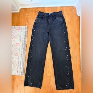 Reformation Cary Black Stud-Trim Straight Jeans